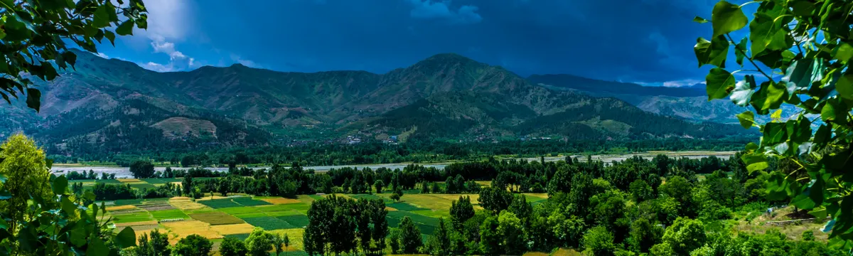 פקיסטן: Scenic view of Kalam Valley in Pakistan with lush greenery and mountains.
