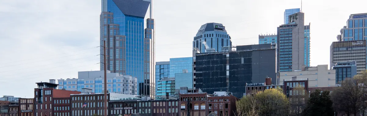 View of Nashville's iconic AT&T Building and downtown skyline.