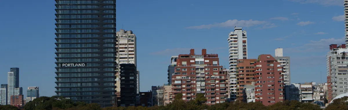 Skyline view of modern high-rise buildings in Buenos Aires, Argentina.